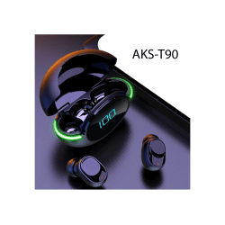 AKS-T90 Earbud Bluetooth Handsfree with Charging Case Black